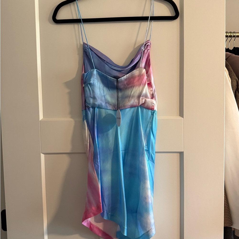 BRAND NEW WITH TAGS - Retrofete Auris Dress Tie Dye Silk Mini
Asymmetrical Hem - Picture 4 of 4